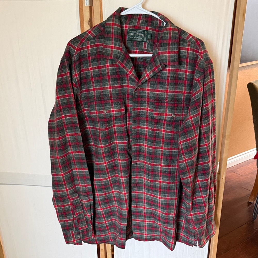 Polo Country Authentic Dry Goods, Ralph Lauren, men’s large plaid style shirt